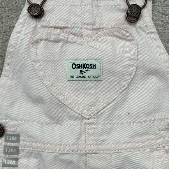 Oshkosh B’Gosh, NWT, Pink Heart Pocket Overalls, Size 12 Months - Picture 4 of 5